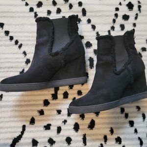 Black Suede Wedge Bootie Women's size 12